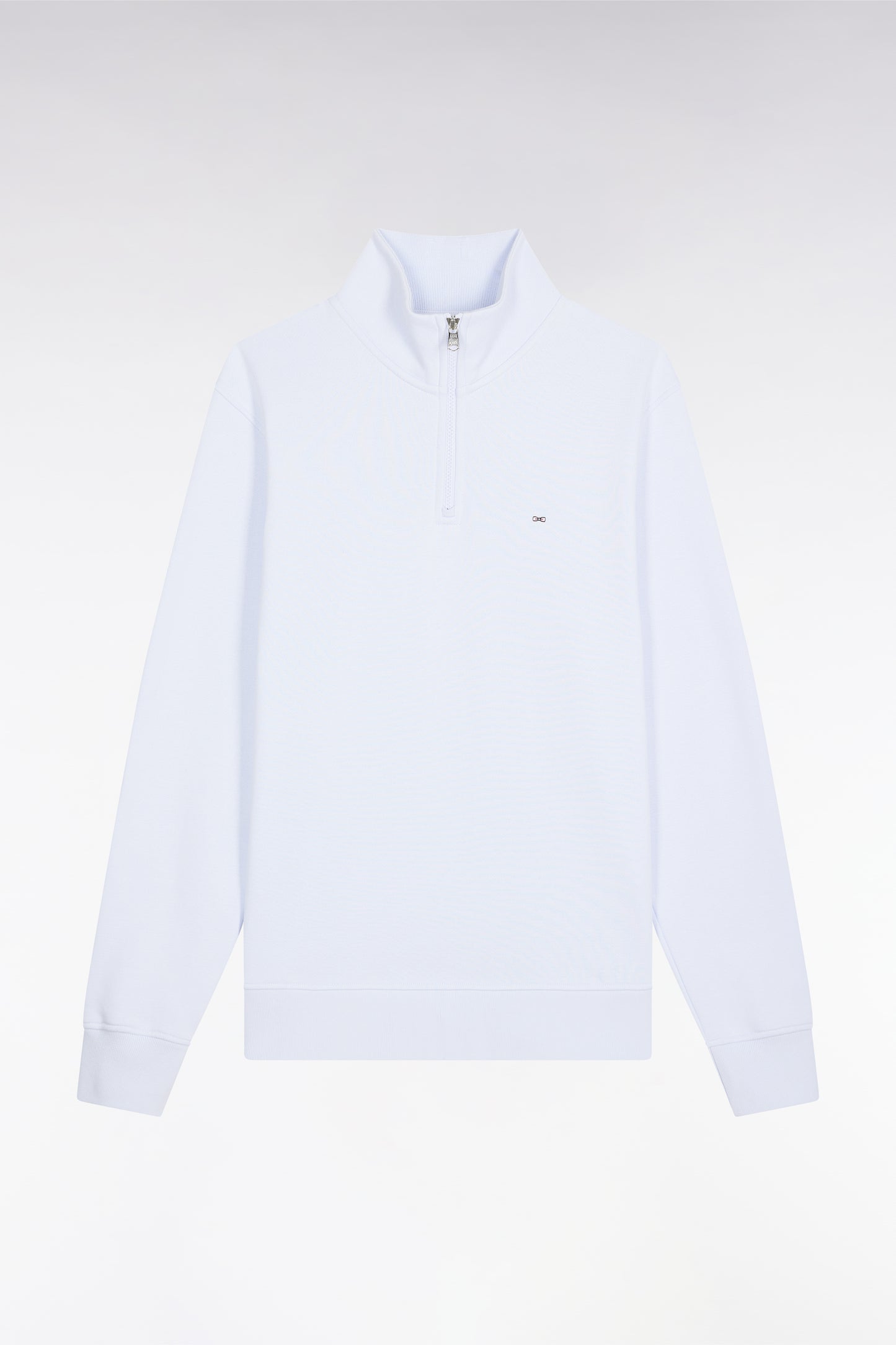 High-neck zip-up sweatshirt in sky cotton fleece