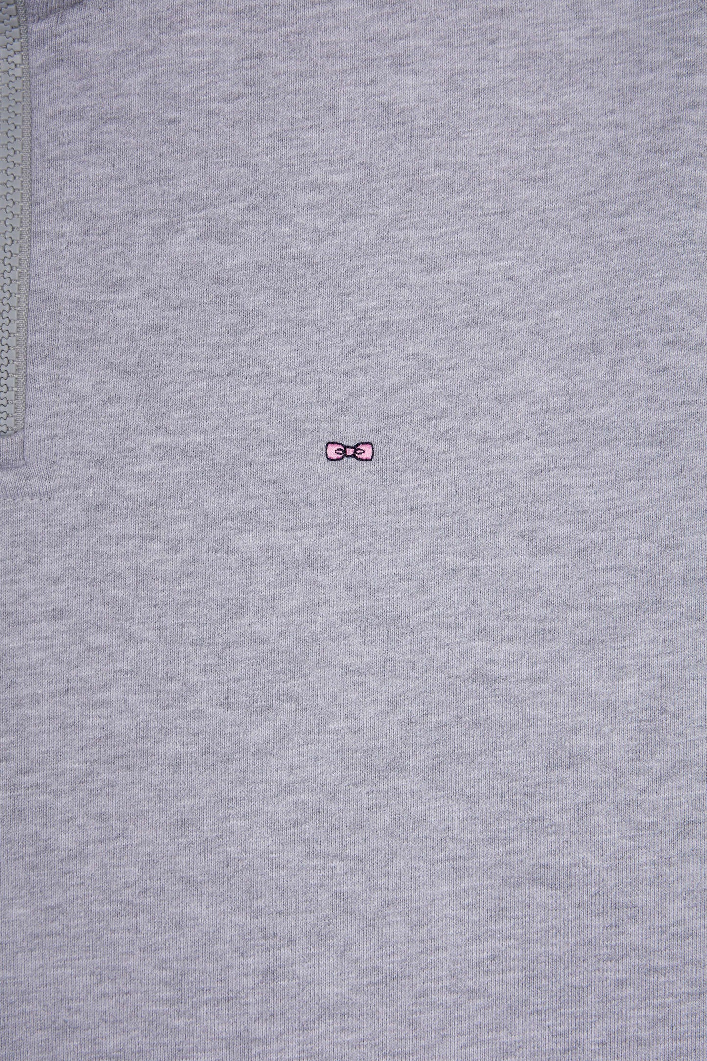 Grey cotton fleece stand-up collar zip sweatshirt