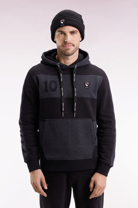 Relaxed fit hooded sweatshirt in dark grey cotton - Image 1