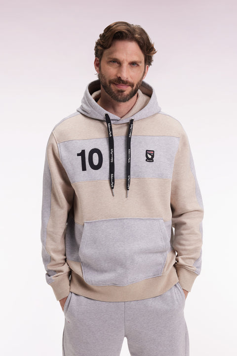 Relaxed fit sweatshirt in beige and light grey cotton blend - Image 1