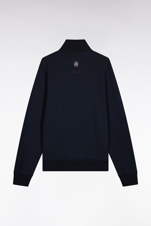 Sweatshirt zippé en coton marine broderie 10 coupe droite - Image 2