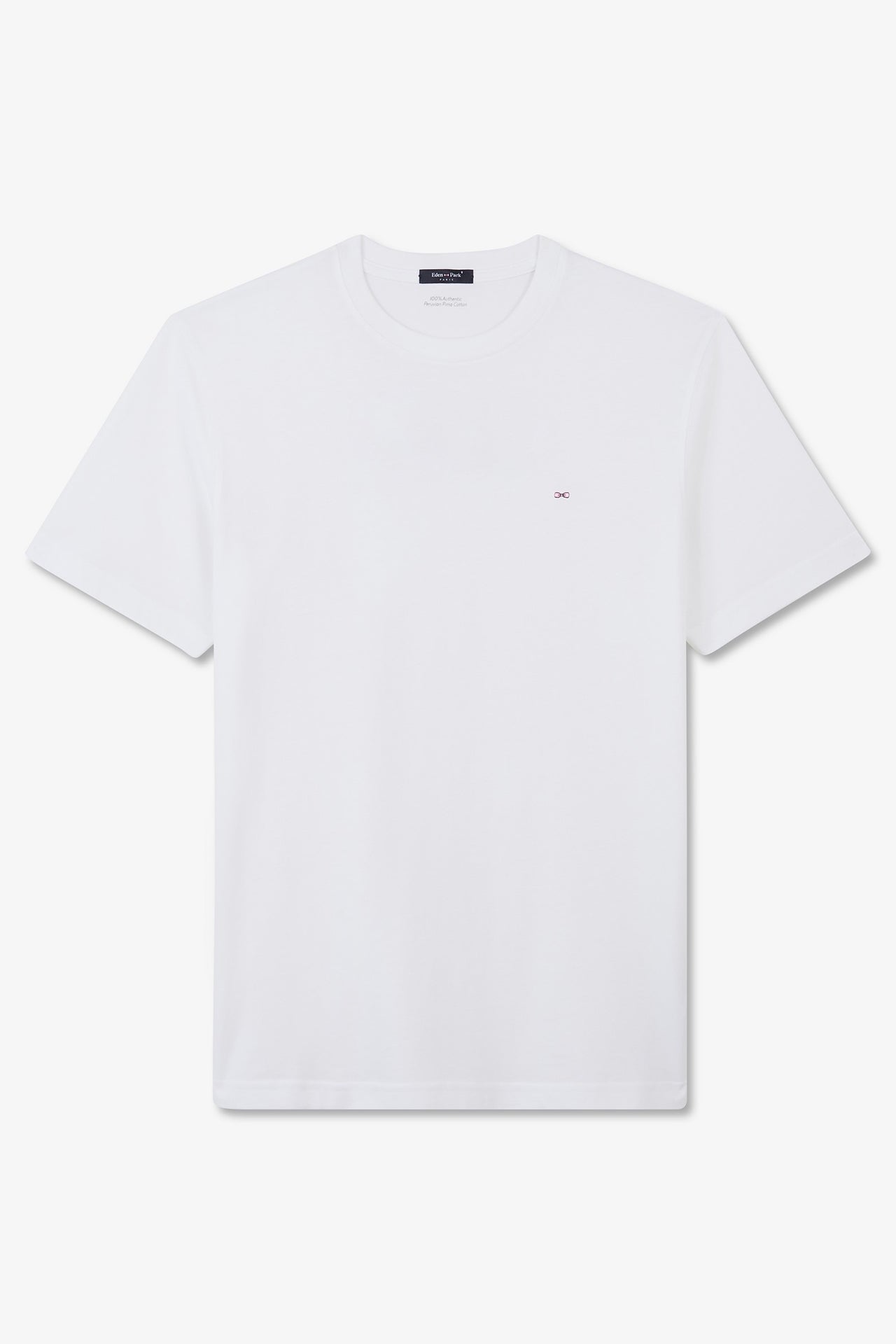 Short-sleeved round-neck T-shirt in ecru Pima cotton