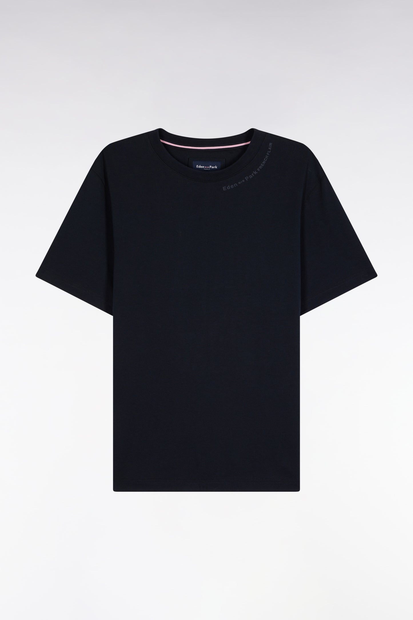 Short-sleeved navy cotton T-shirt with logo