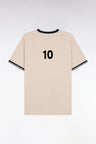 Beige and navy cotton short-sleeved T-shirt New Zealand