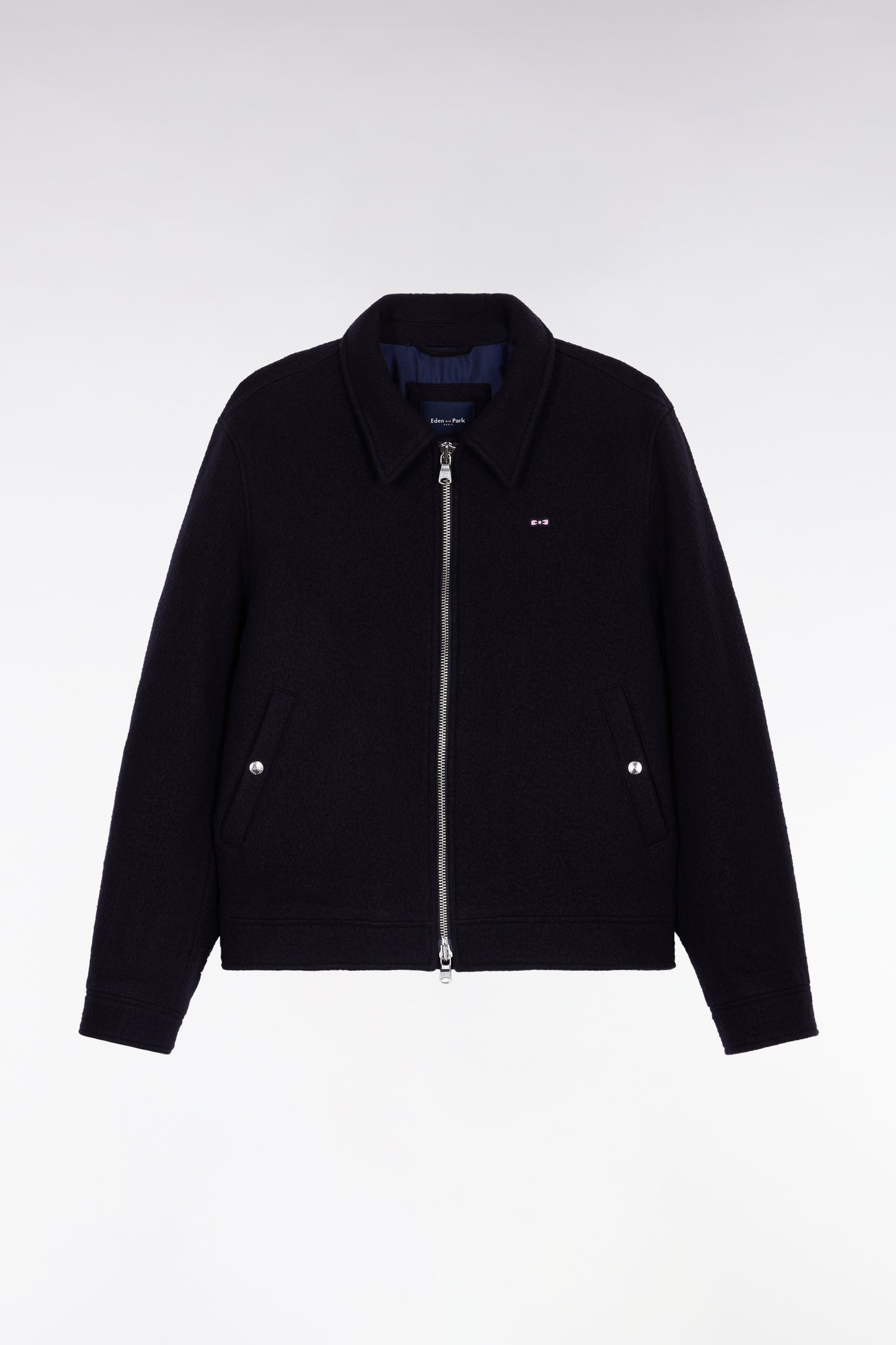 Jacket in navy boiled wool blend