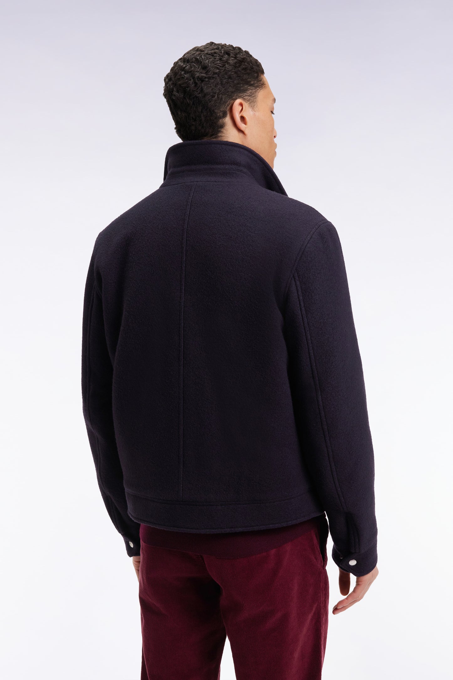 Jacket in navy boiled wool blend