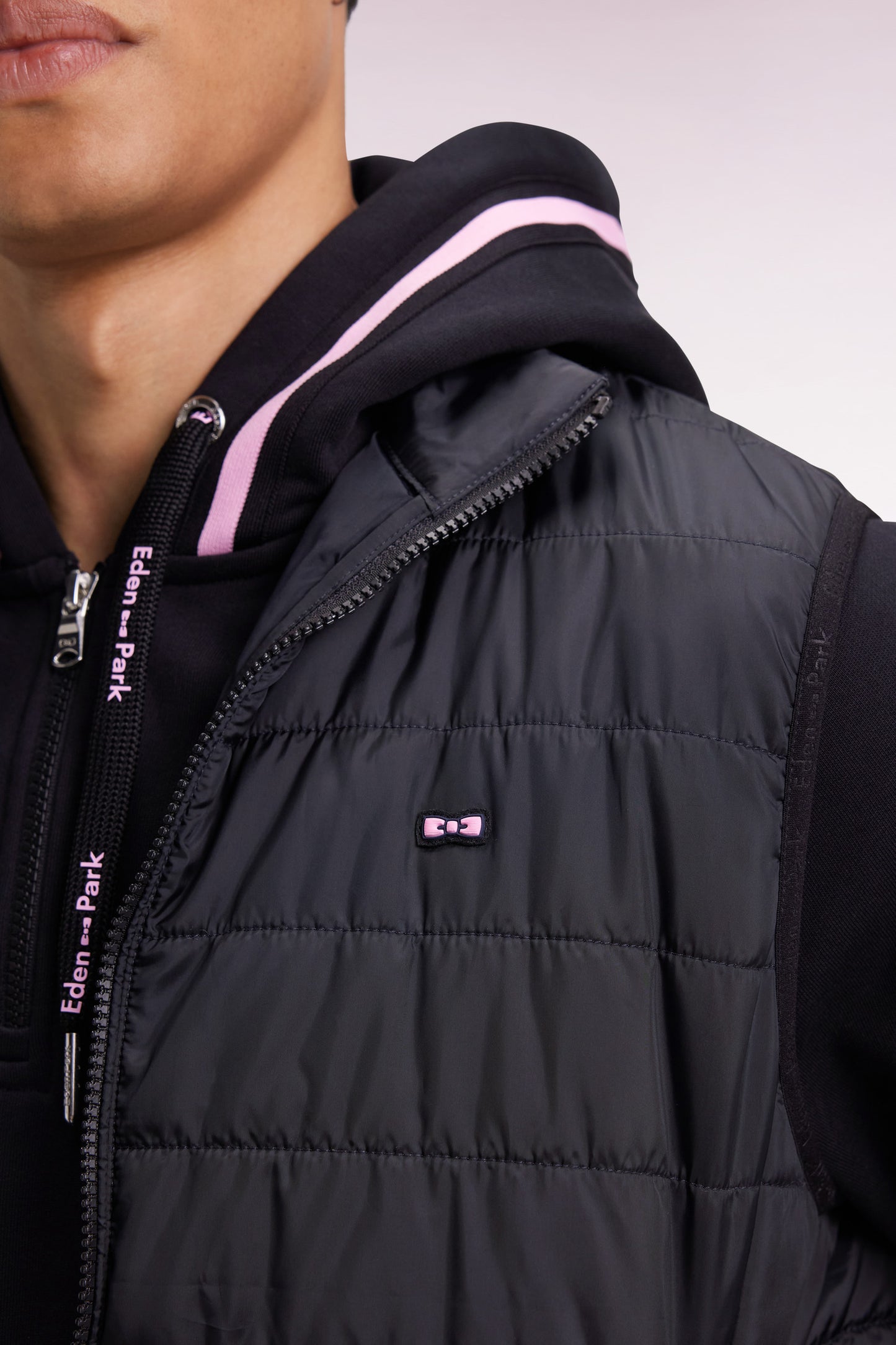 Sleeveless padded nylon jacket, black