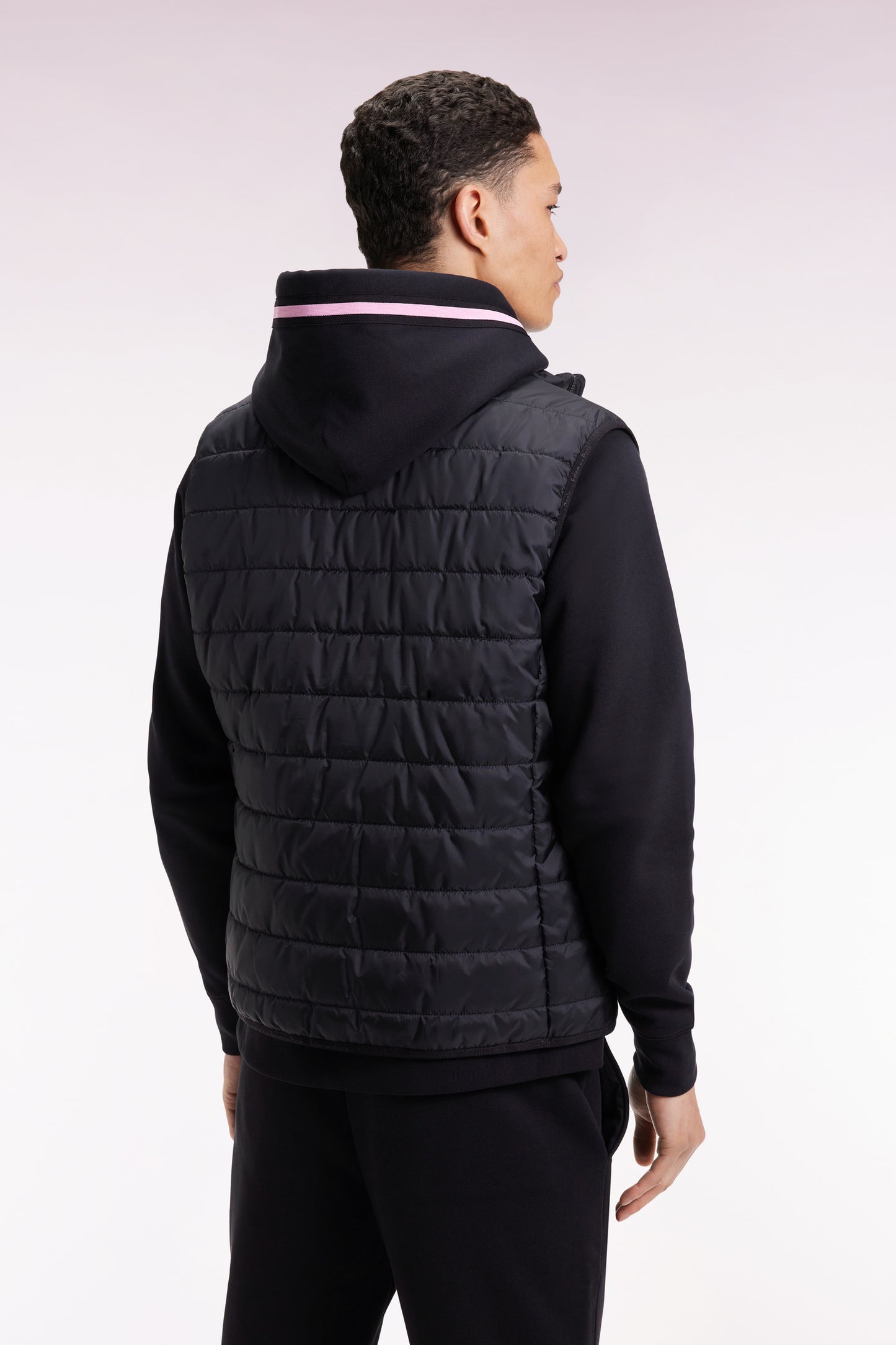 Sleeveless padded nylon jacket, black