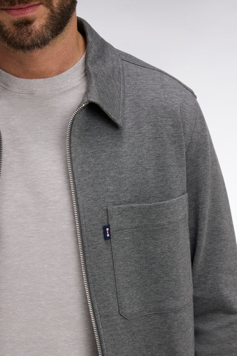 Surchemise zippée en coton gris chiné - Image 3