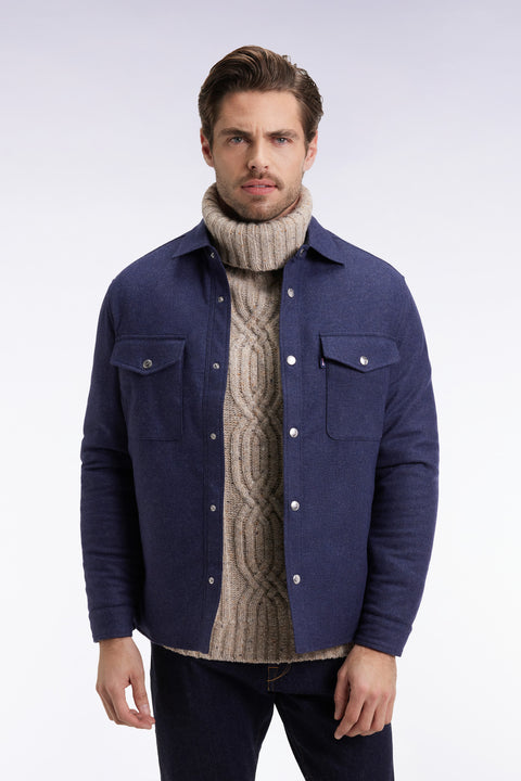 Blue wool and cashmere blend overshirt - Image 1
