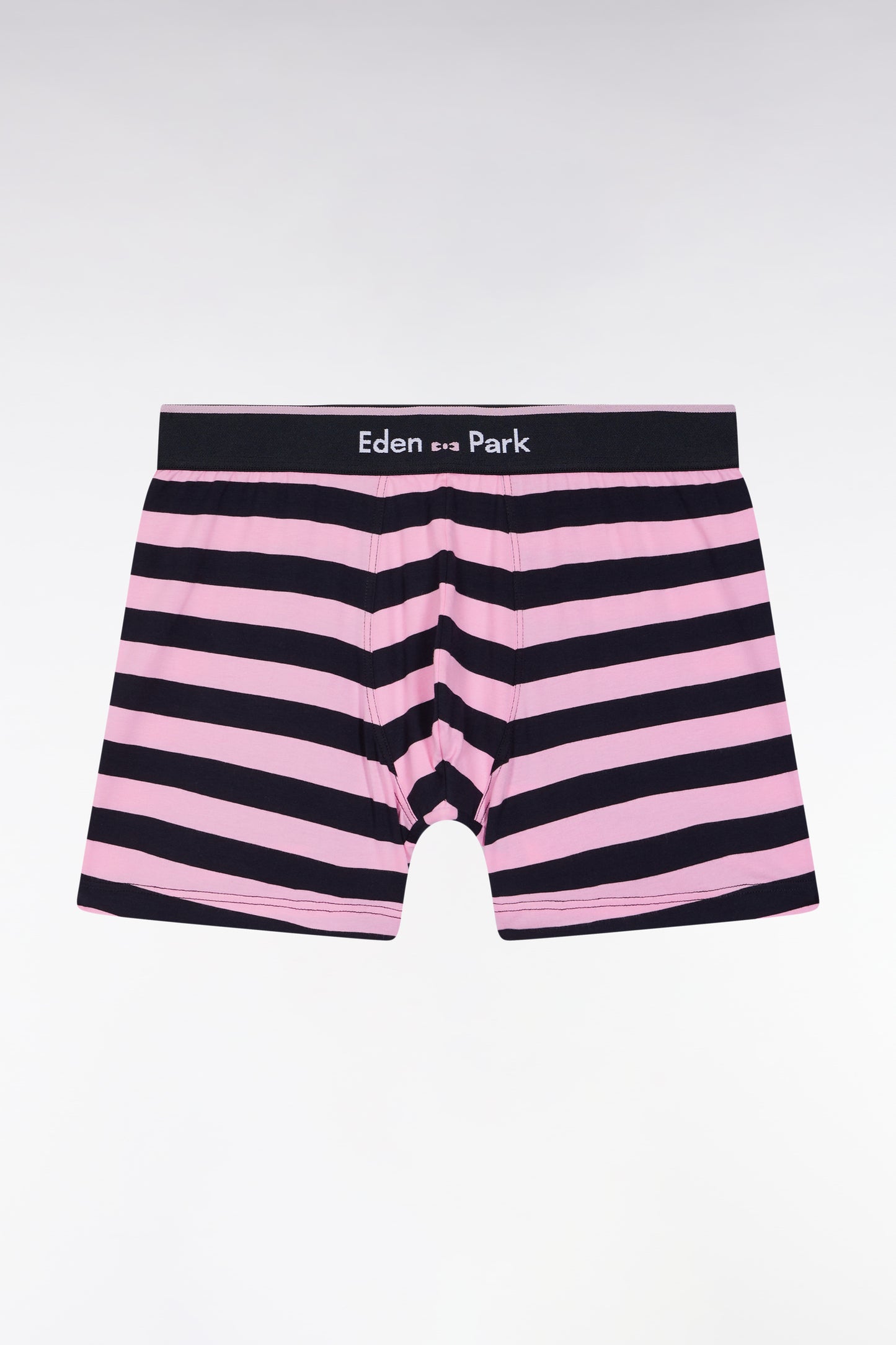 Navy and pink striped cotton jersey boxer shorts