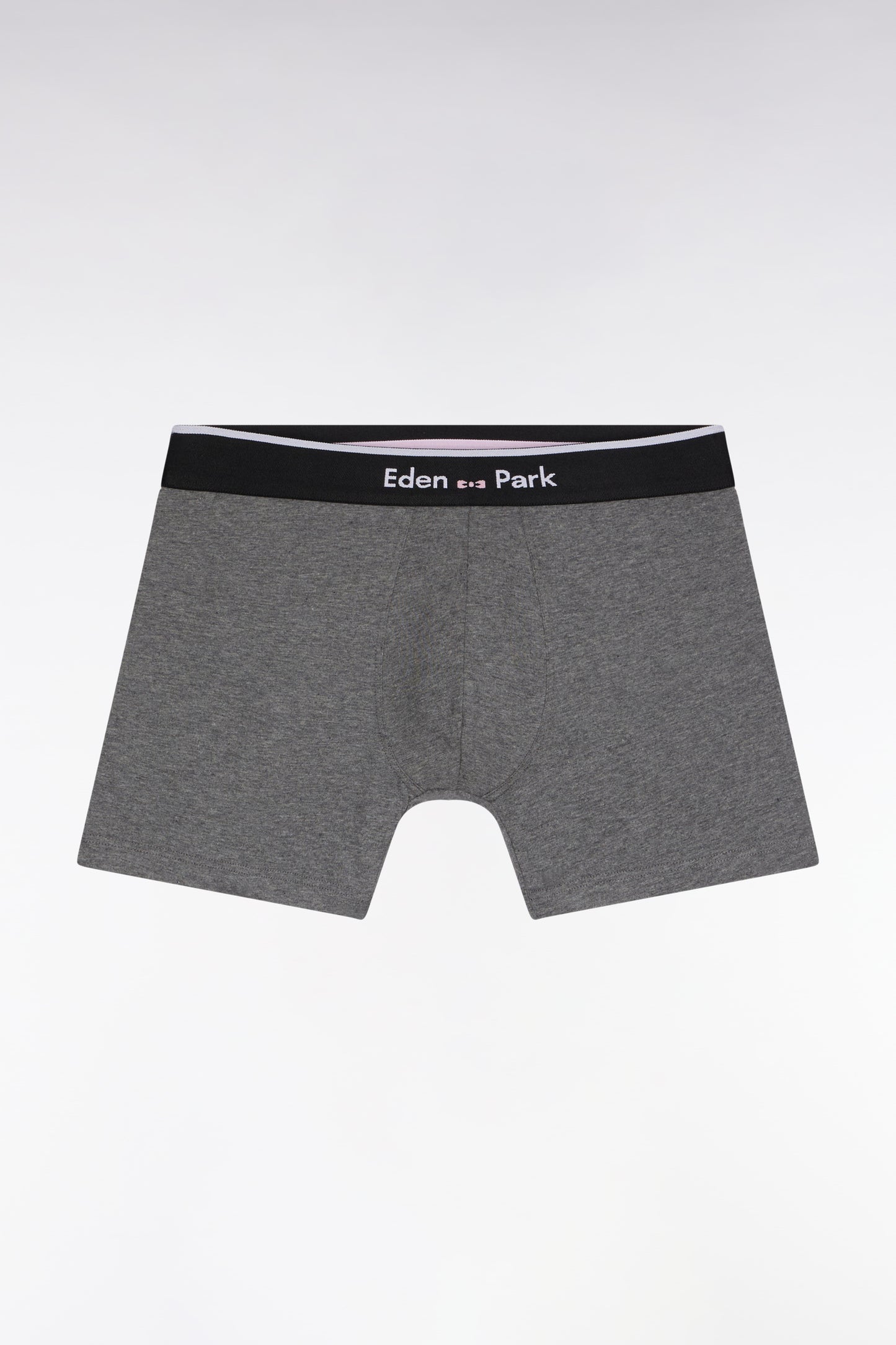 Boxer shorts in dark grey cotton jersey with contrasting stripes