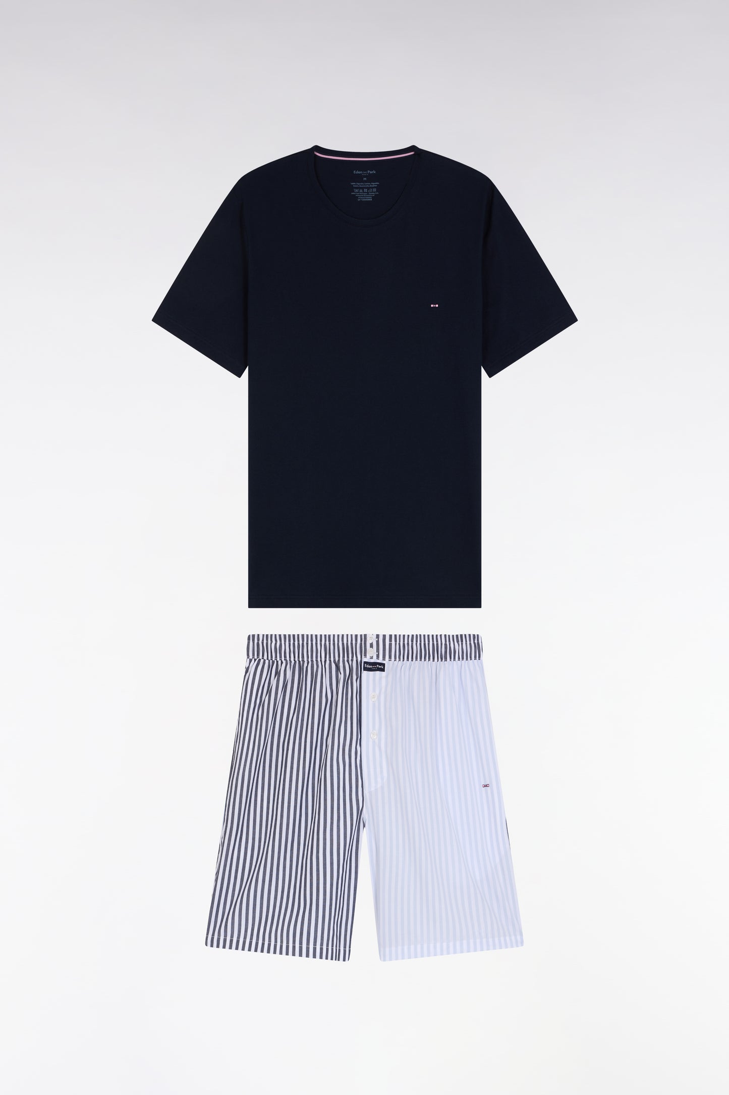 Short pyjama shorts with sky and navy stripes - A SHOOTER