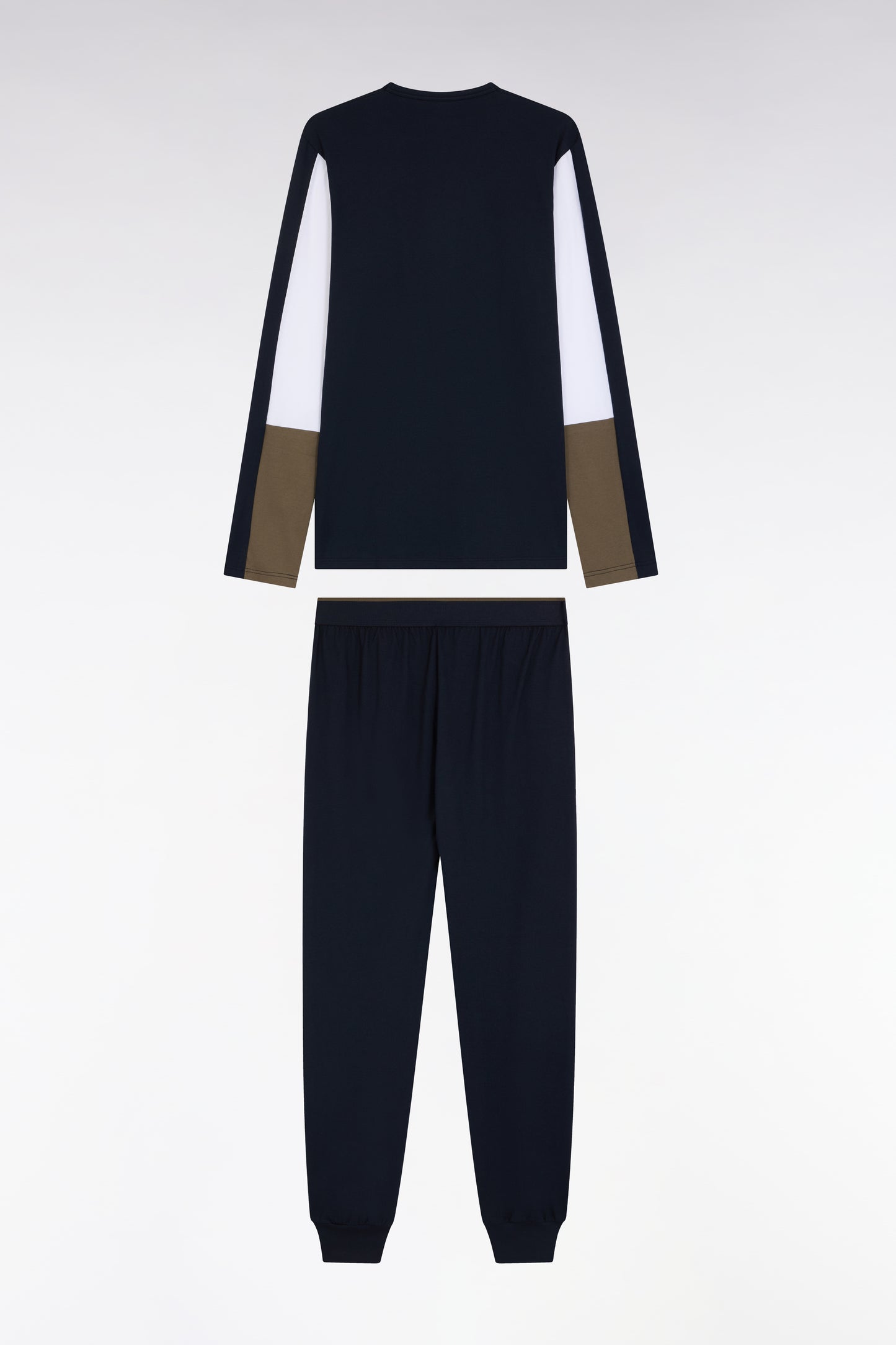 Long pyjamas in khaki colorblock cotton jersey - A SHOOTER