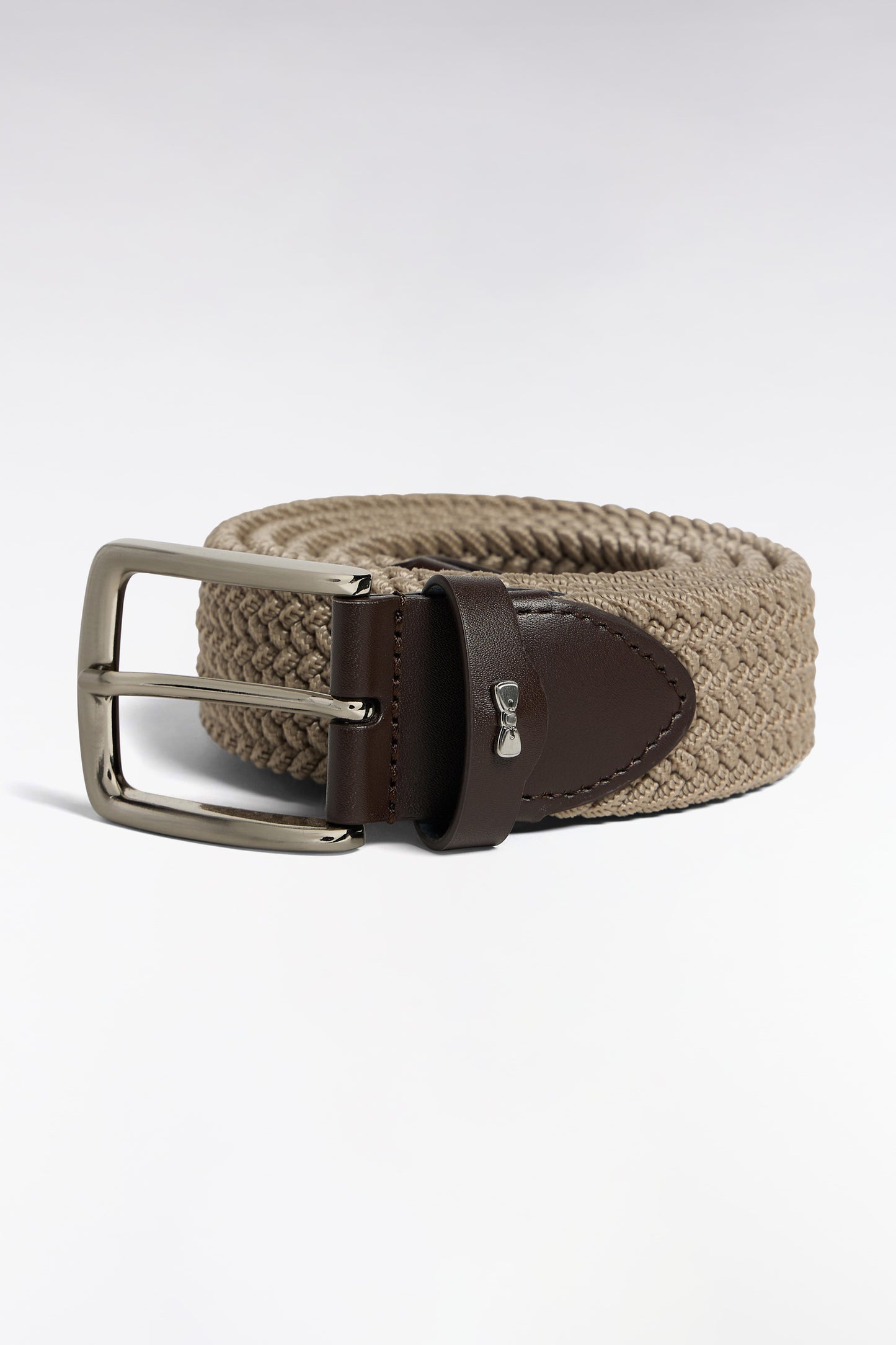 Ceinture tressée élastique beige