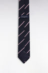 Navy and pink striped silk tie