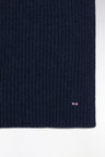 Blue ribbed wool and cotton scarf