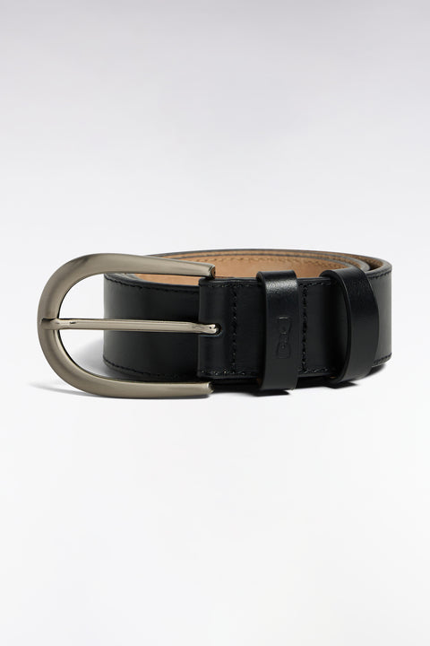 Ceinture en cuir lisse noire - Image 1