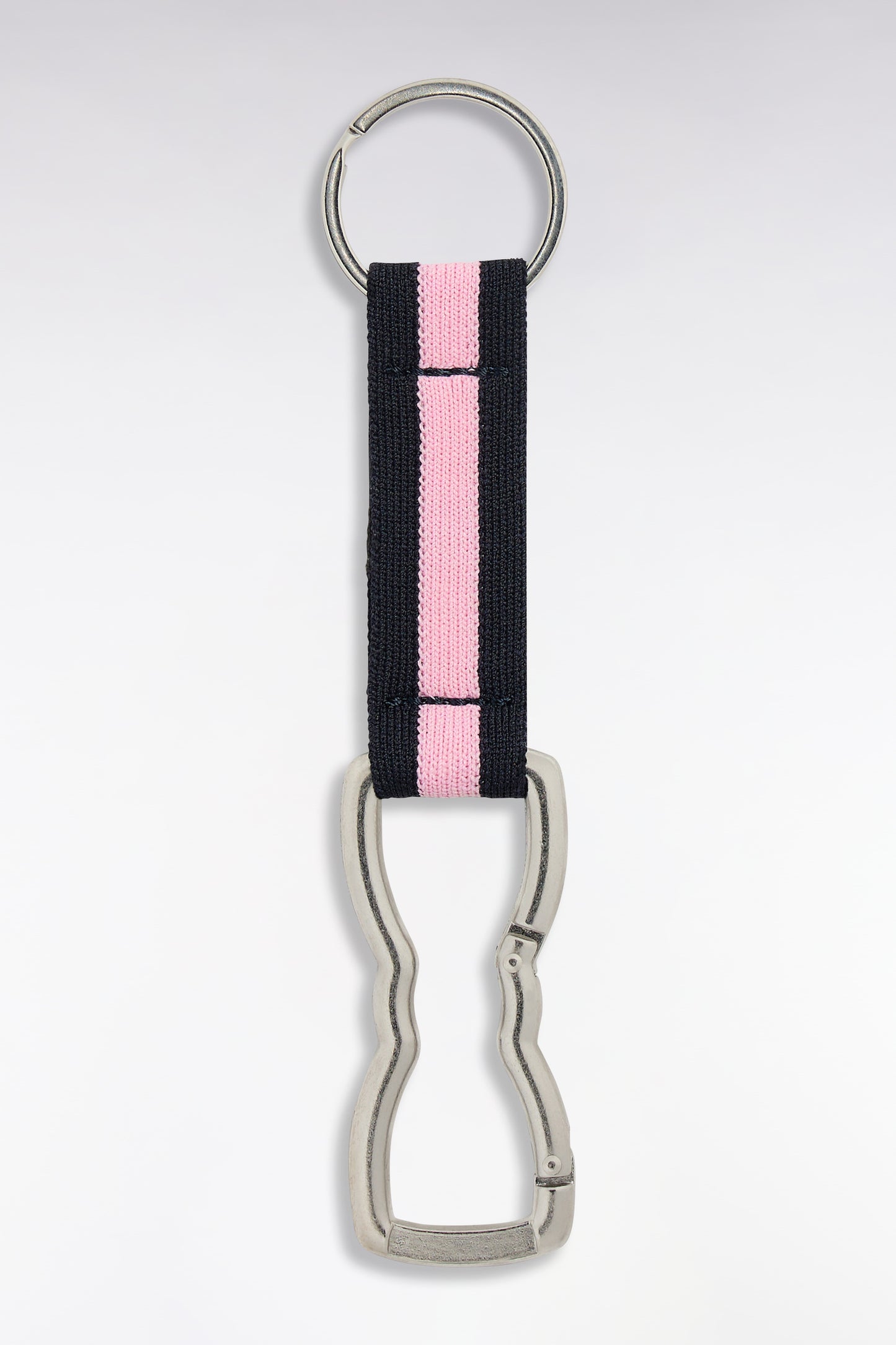 Porte-clés mousqueton nœud papillon ruban marine et rose