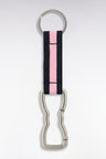 Navy and pink ribbon bow tie carabiner key ring