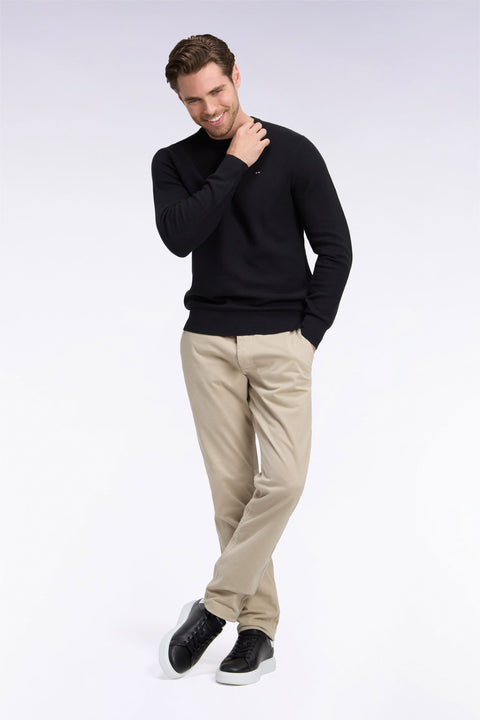 Pantalon chino sans plis en coton stretch beige - Image 1