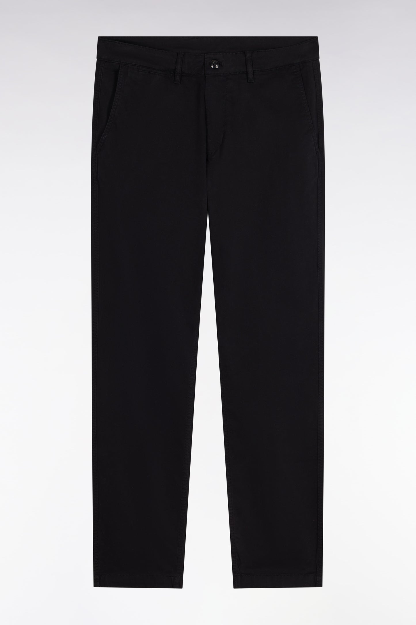 Pantalon chino sans plis en gabardine de coton stretch noir