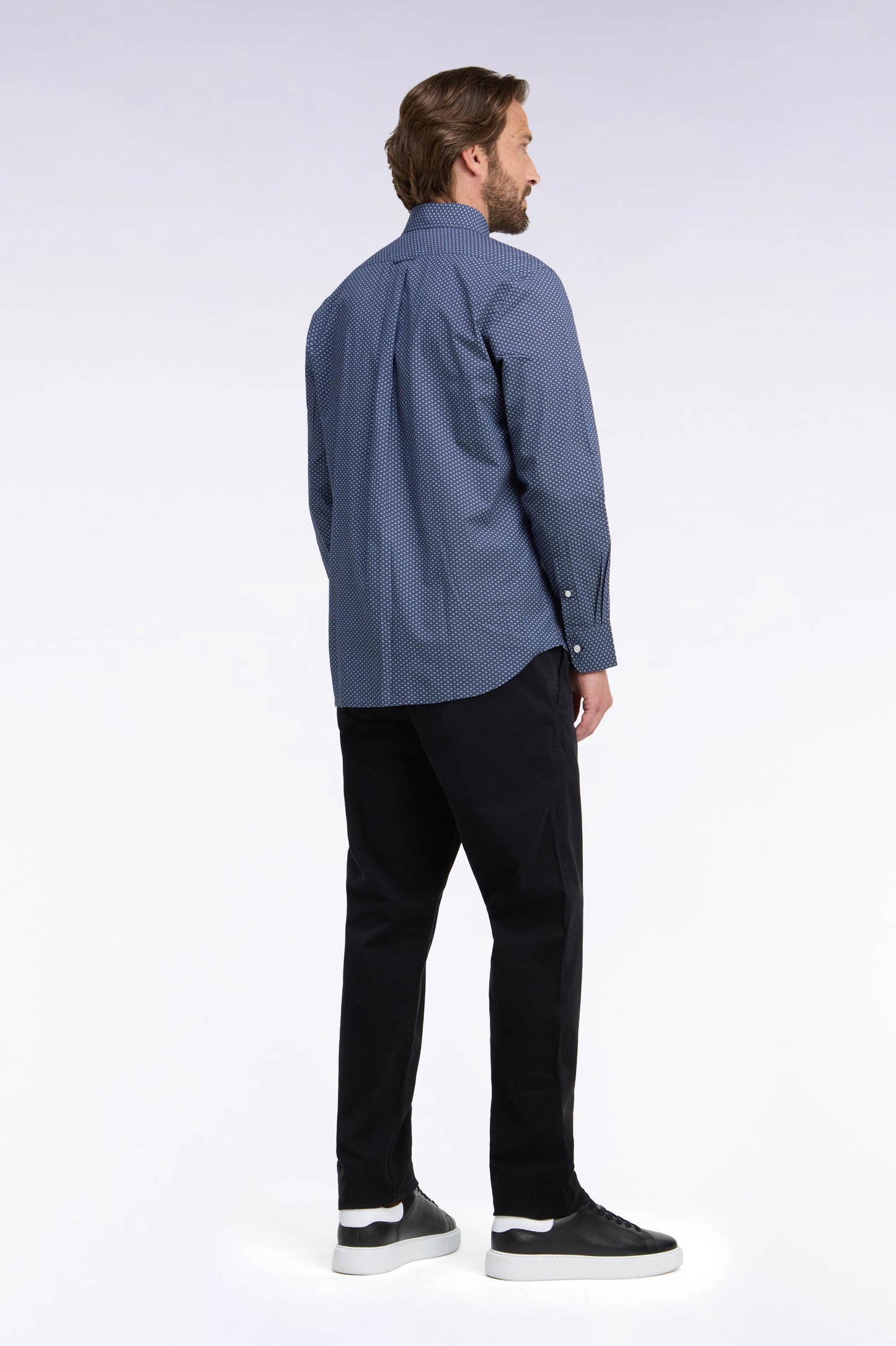 Pantalon chino sans plis en gabardine de coton stretch noir