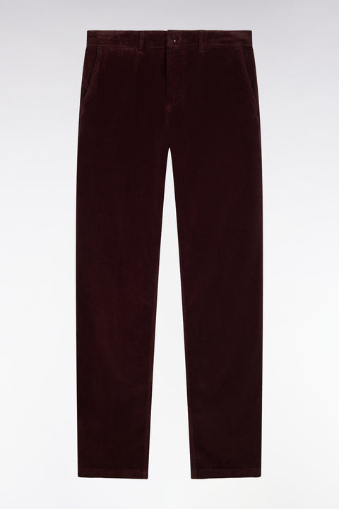 Pantalon chino sans plis en velours côtelé marron coupe regular - Image 2