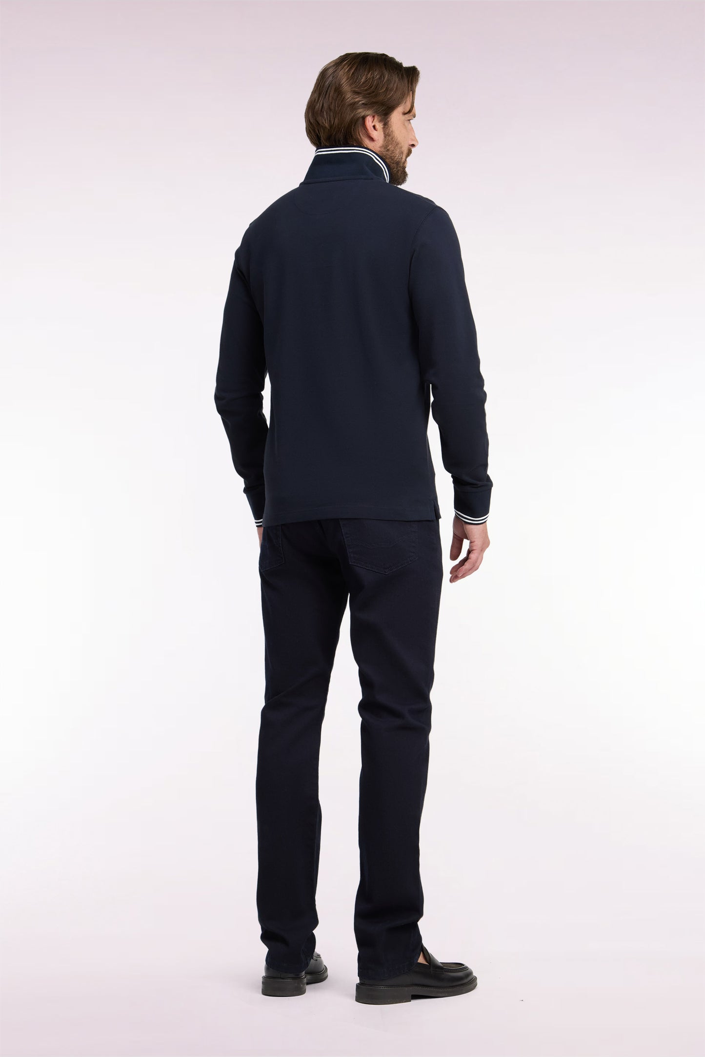Jean 5 poches en denim stretch marine coupe droite