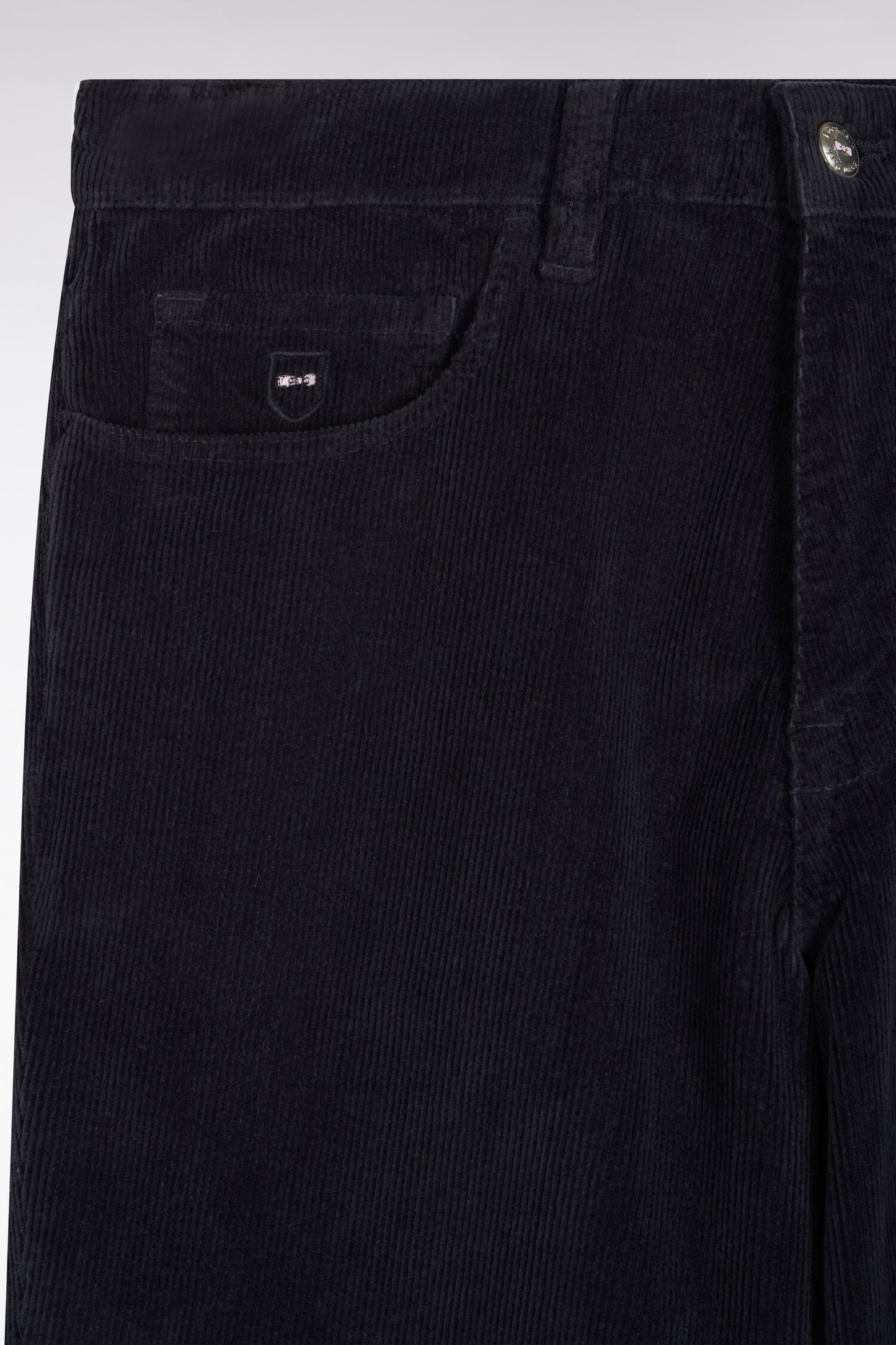 Pantalon 5 poches en velours côtelé marine coupe regular