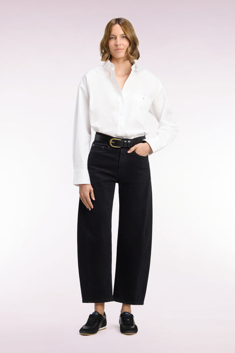 Jean en denim stretch gris foncé coupe barrel - Image 2