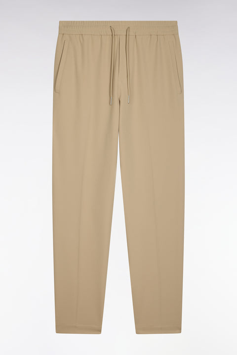 Pantalon à taille élastiquée en nylon stretch technique beige coupe Modern - Image 2