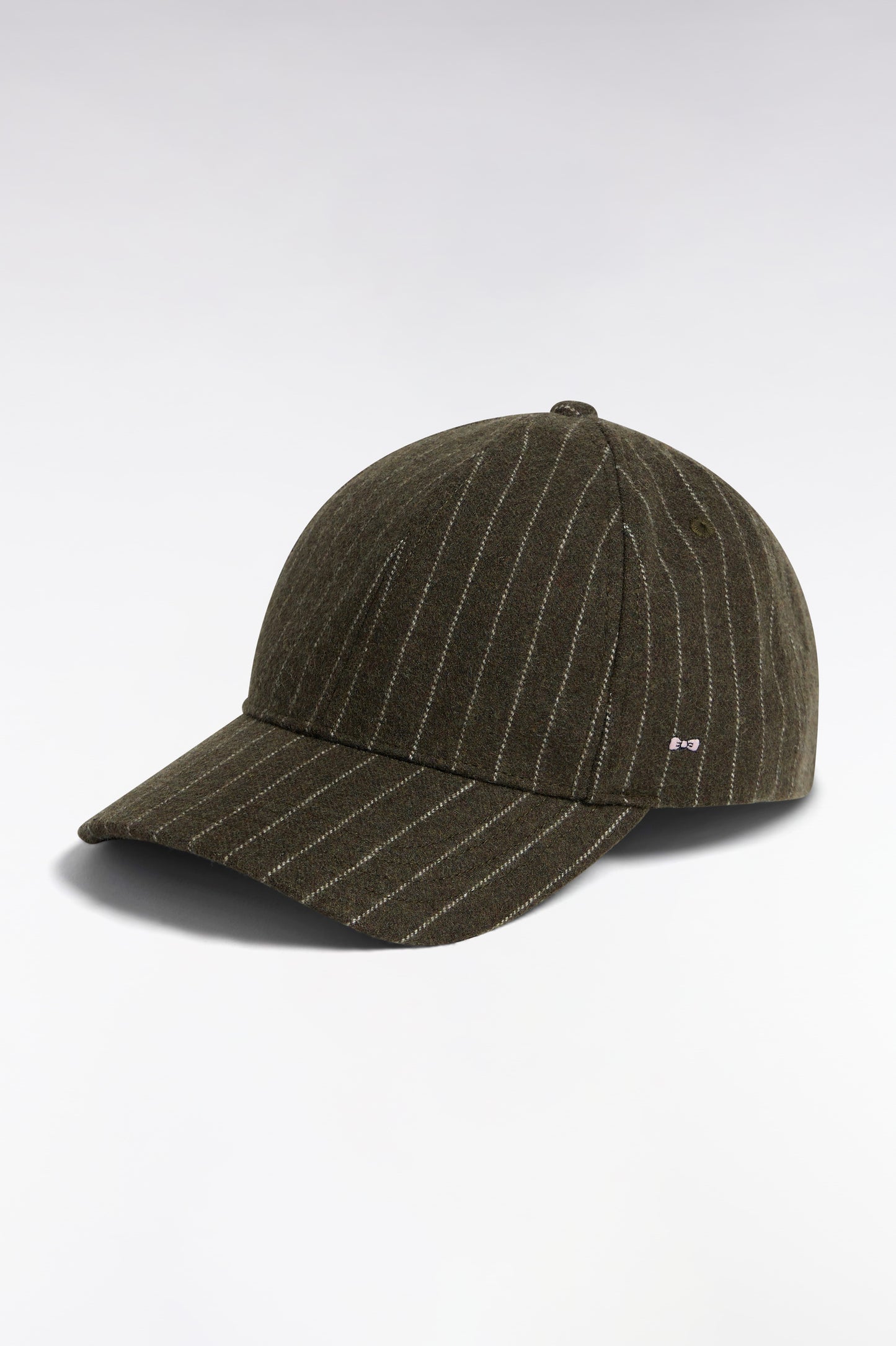 Casquette en drap de laine rayé kaki