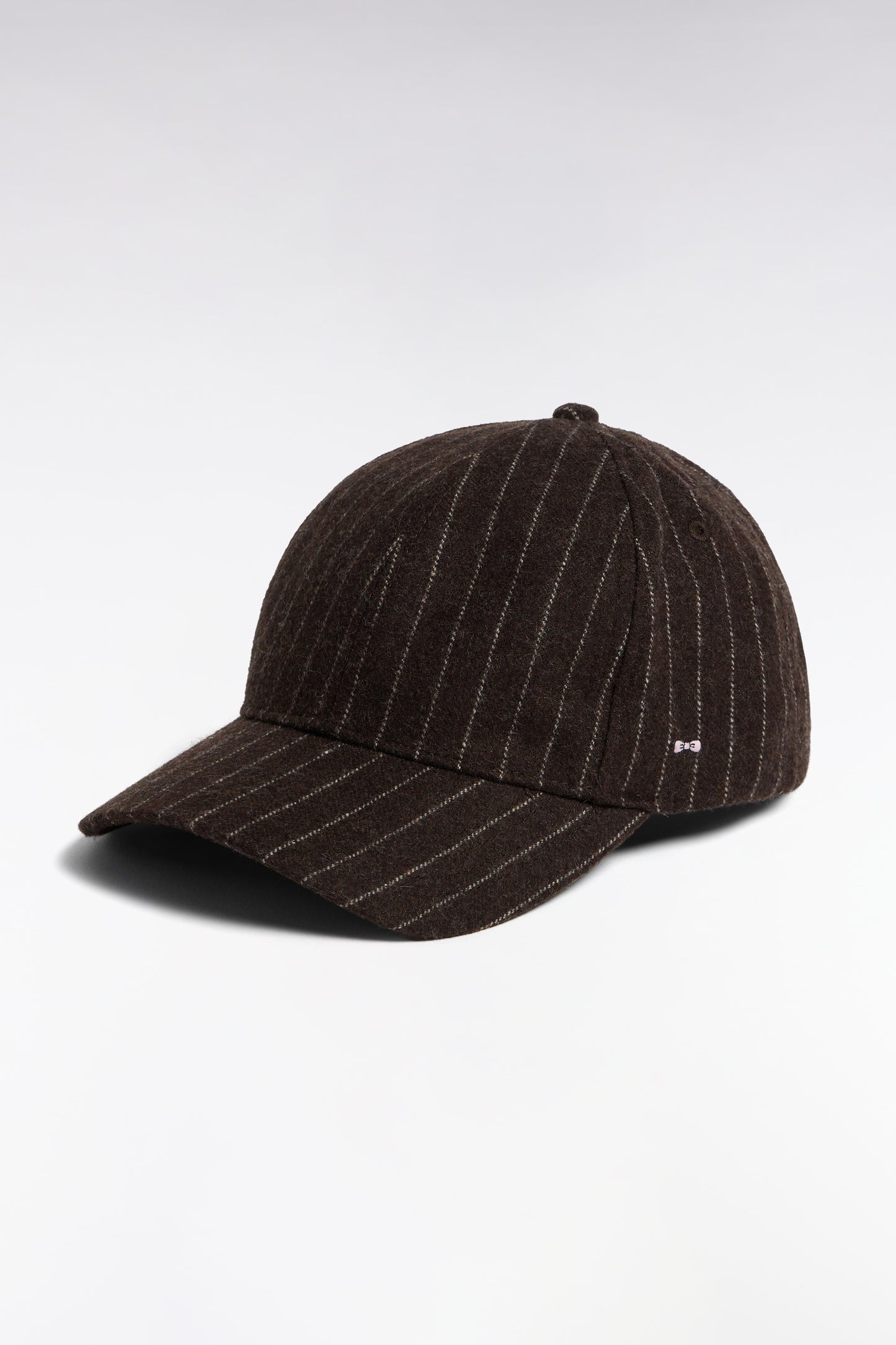 Casquette en drap de laine rayé marron