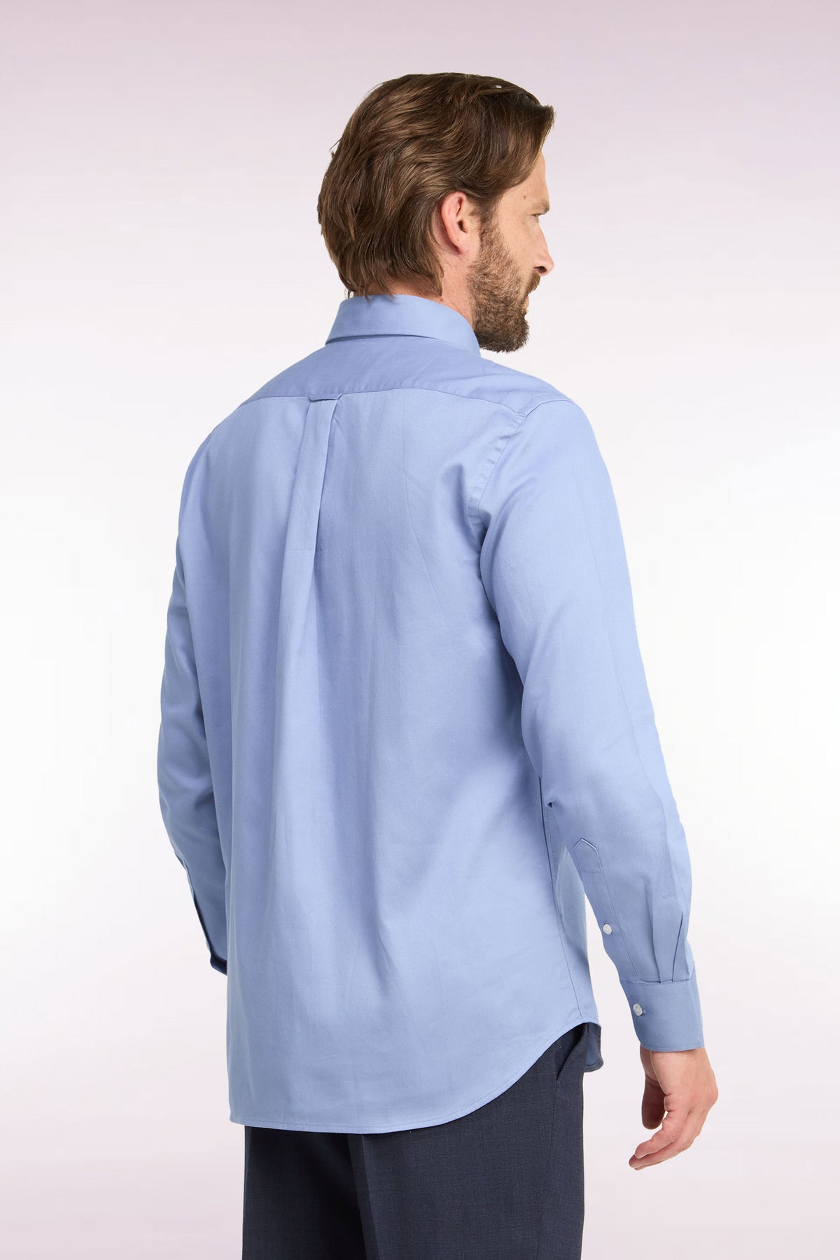 Straight cut sky cotton piqué shirt