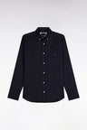 Straight cut navy cotton piqué shirt
