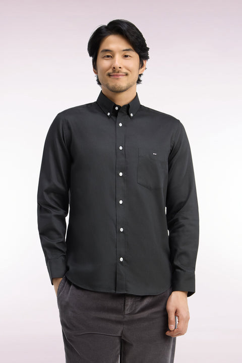 Chemise en piqué de coton kaki coupe droite - Image 3