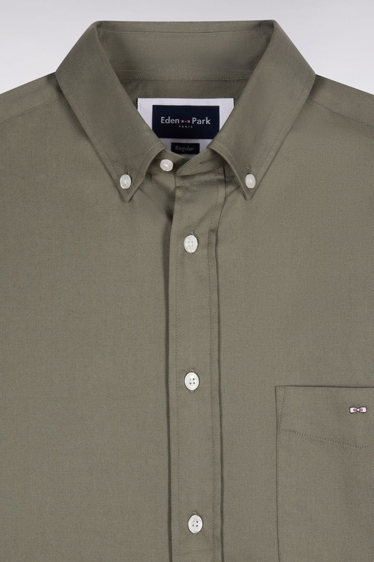 Olive green cotton piqué straight-cut shirt