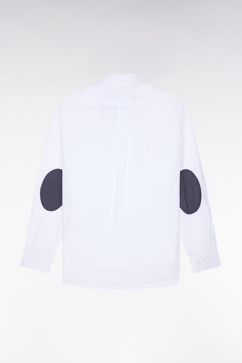 White cotton shirt with micro-pattern details, straight cut - Image 2