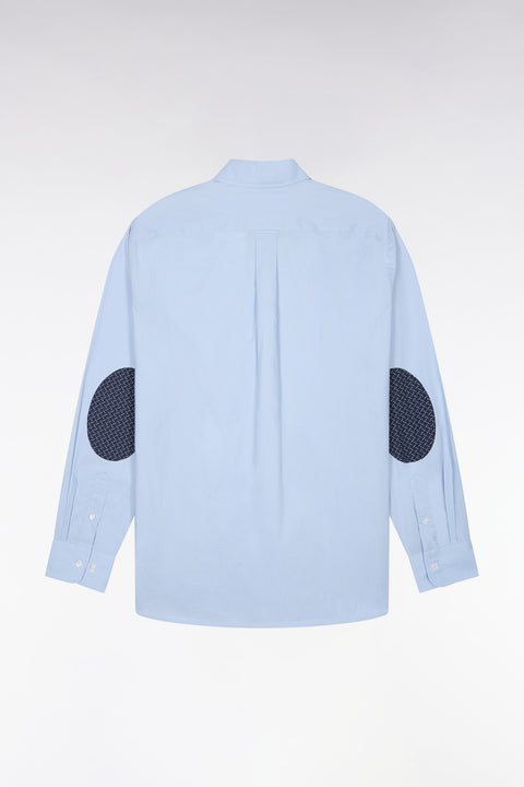 Sky cotton shirt with micro-pattern details, straight cut - Image 2