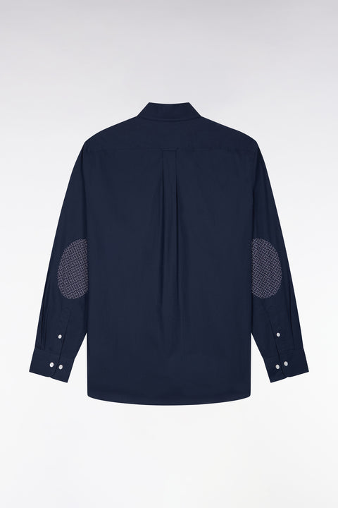 Chemise en coton marine à détails micromotifs coupe droite - Image 2