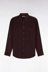Straight-fit chocolate ribbed cotton shirt