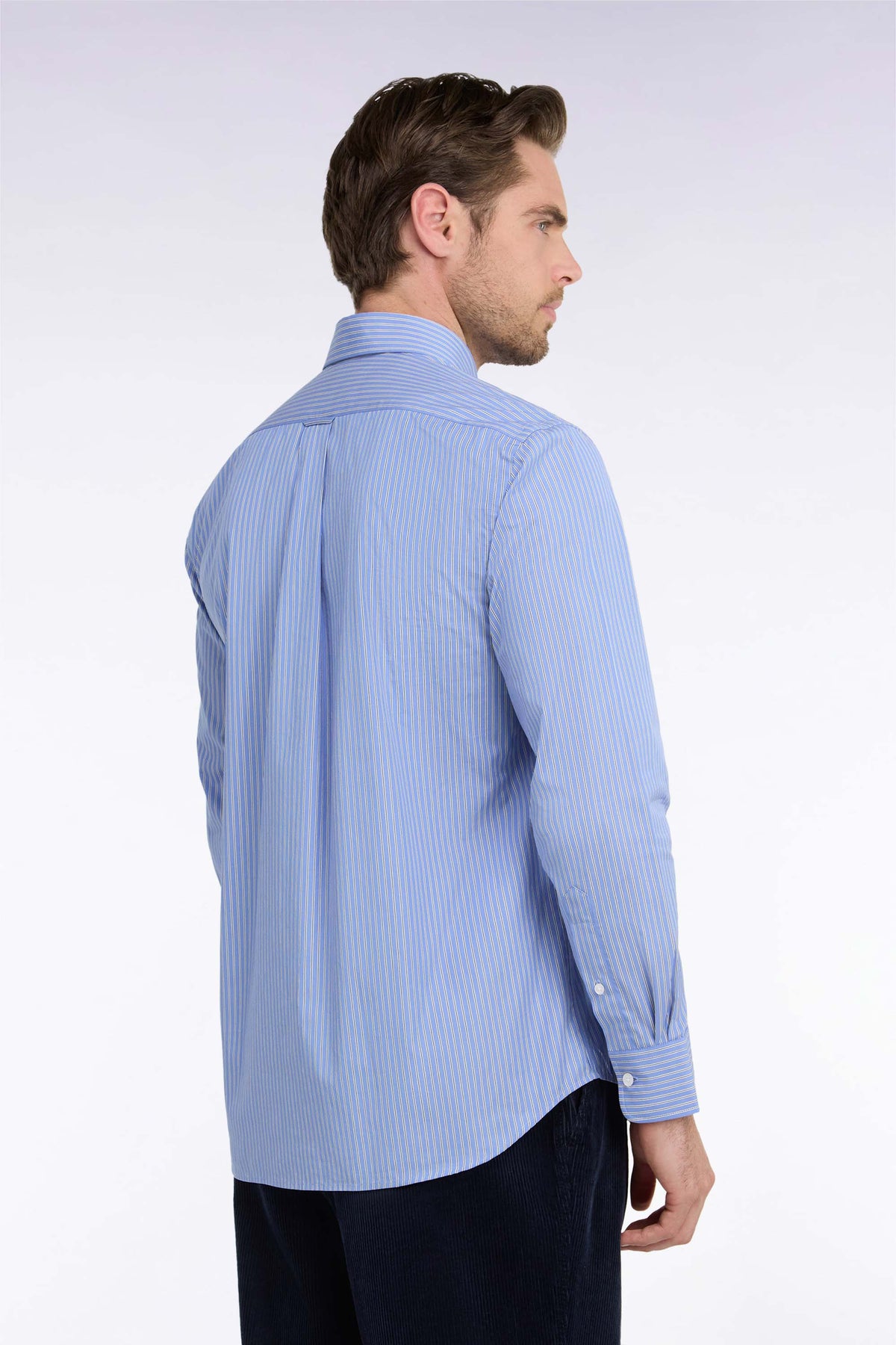 Straight cut sky striped cotton shirt