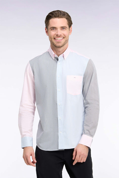 Chemise rayée en coton tricolore coupe droite - Image 3