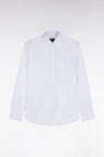 Straight-cut gray stick-striped cotton shirt