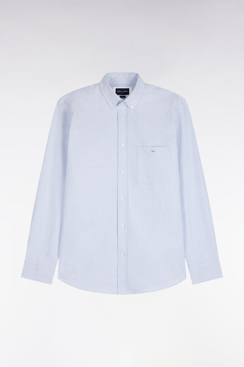 Plain light gray cotton shirt, straight cut - Image 2