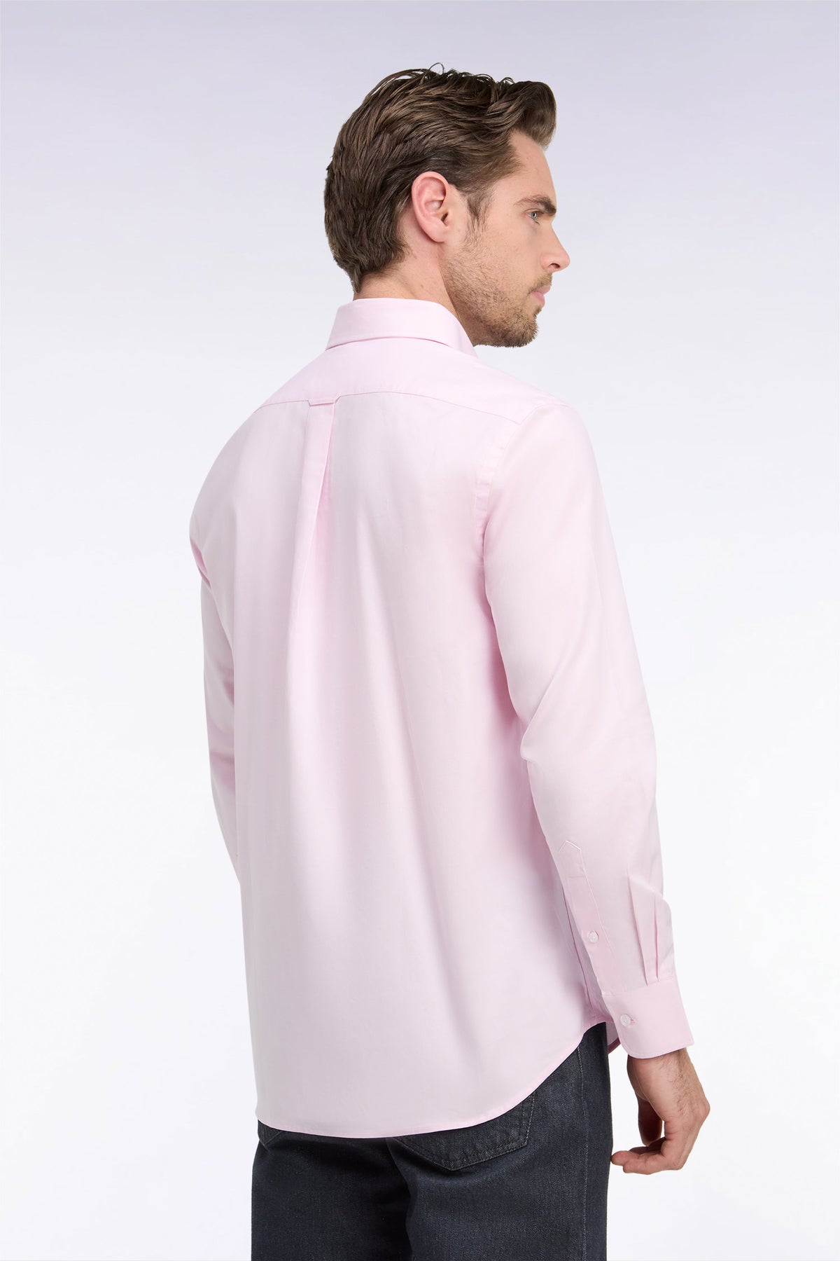 Plain pink cotton straight cut shirt