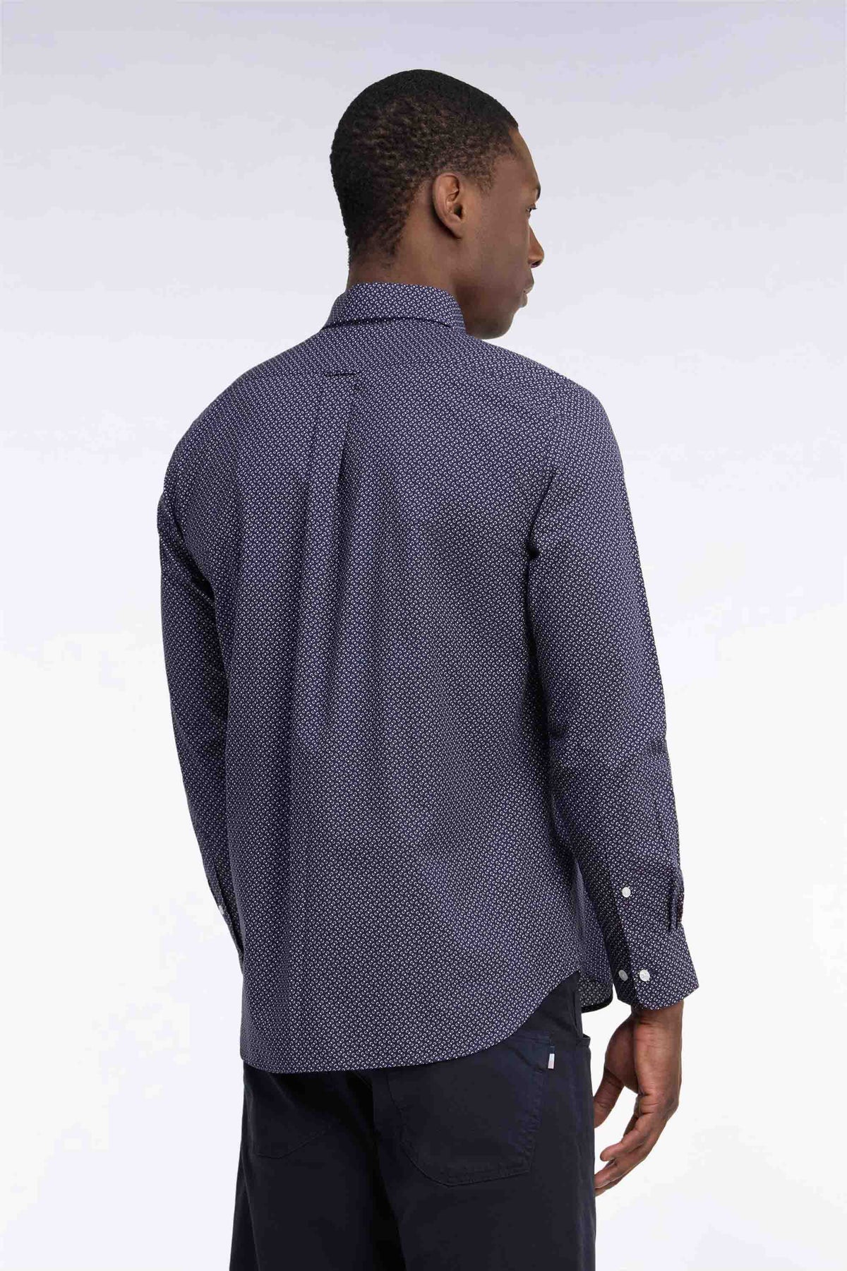 Pink cotton poplin shirt with micro-patterned bow ties