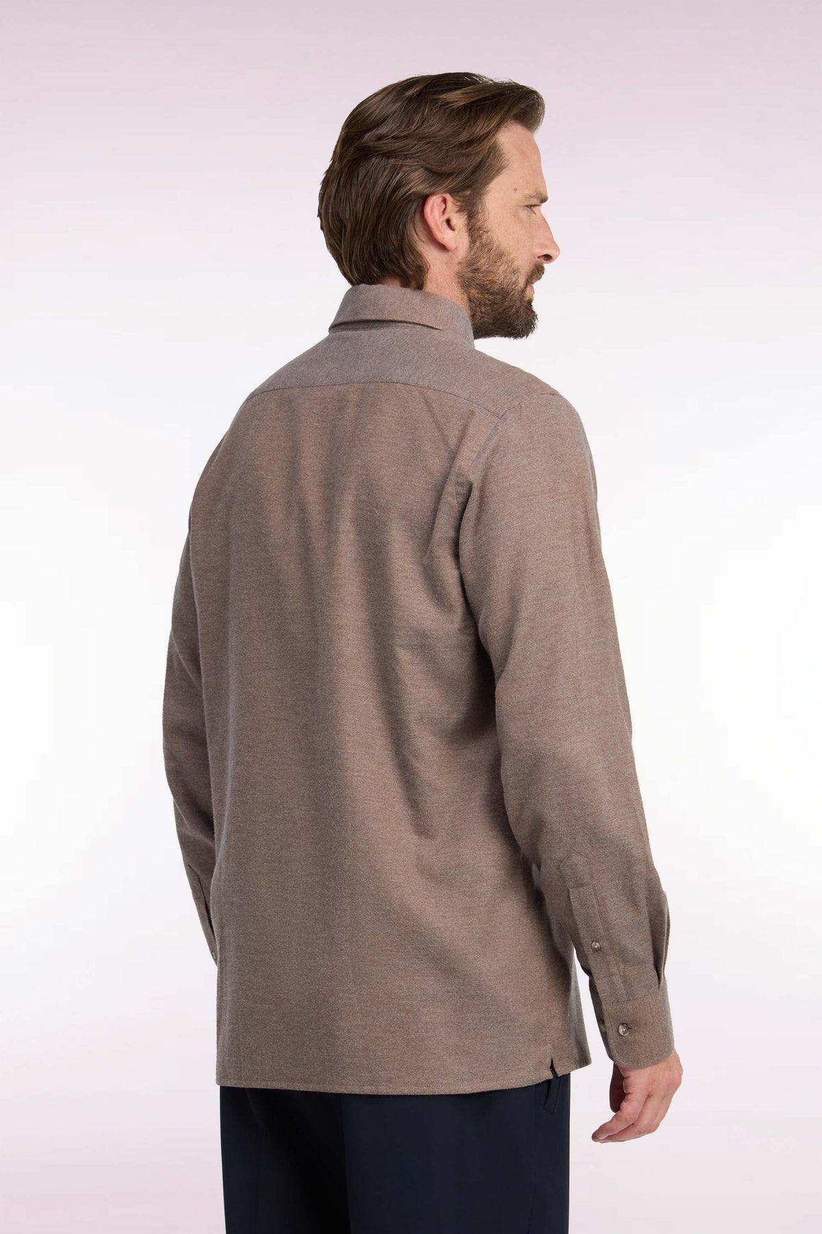 Plain brown cotton straight cut shirt