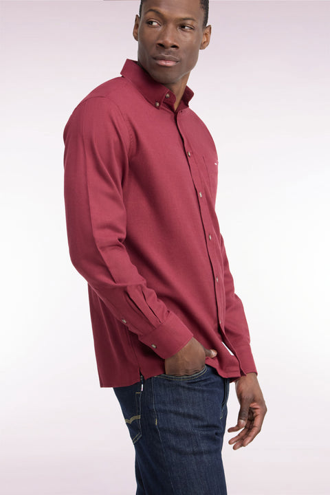 Chemise unie en coton rouge coupe droite - Image 1